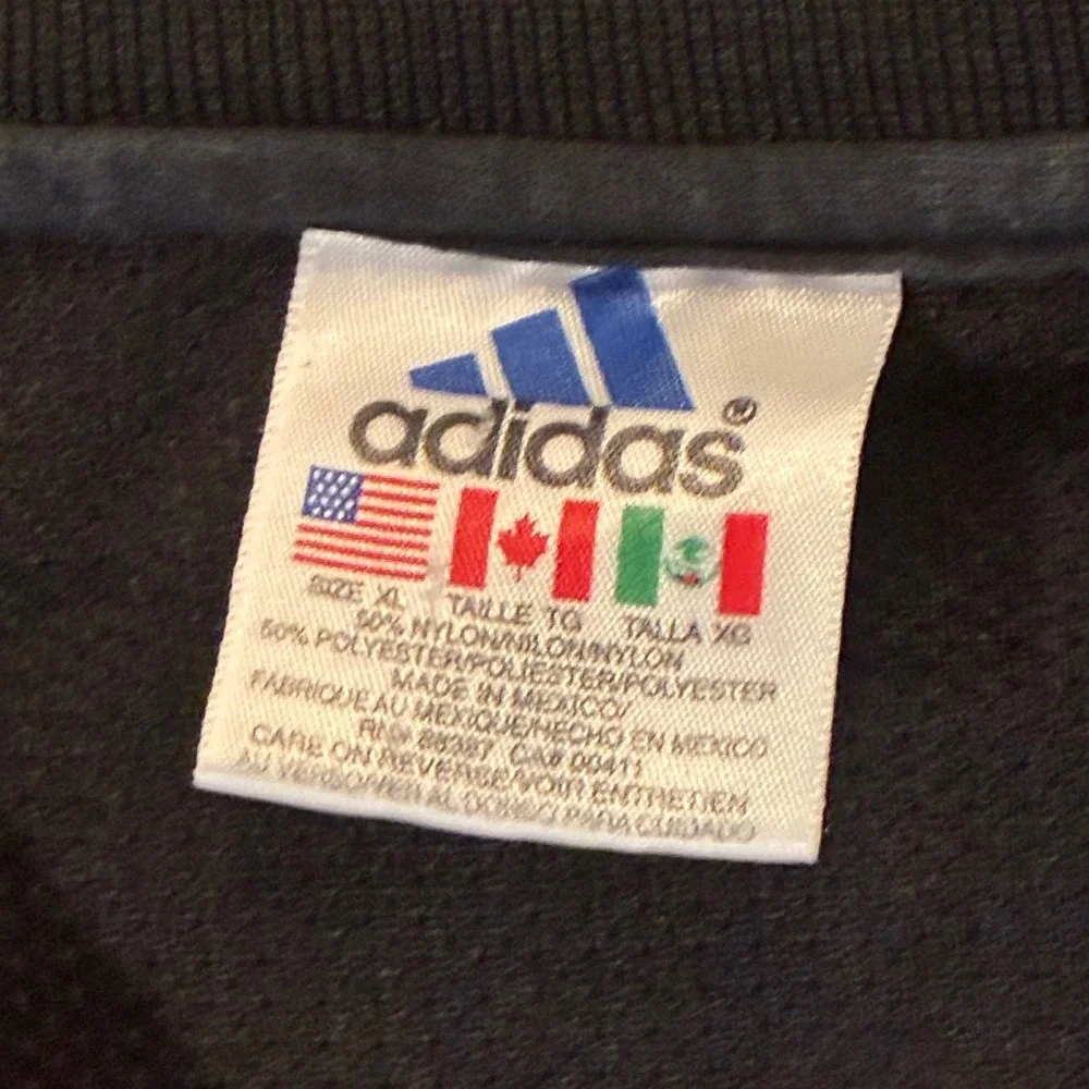 Vintage Adidas Black Mesh Athletic V-Neck Jersey Mens XL Made in Mexico